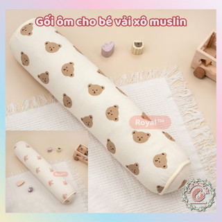 Gối ôm cho bé vải xô muslin chính hãng Royal 56x13cm