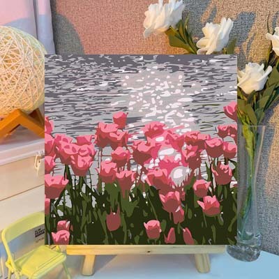 Tranh Số Hóa Gấu Trúc Hoa Hoa, Fubao, Tranh Tô Màu Theo Số hoạt hình, Shin, Gấu dâu 20x20 cm- Mèo Béo Kids Store