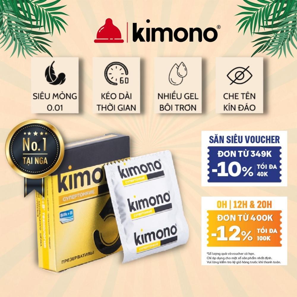 Bao cao su siêu mỏng Kimono màu vàng 0.02 mm không mùi cấp ẩm bôi trơn