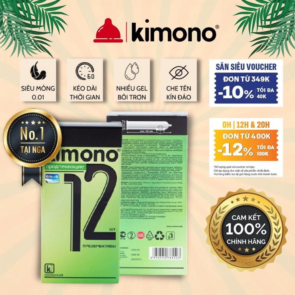 Bao cao su gân gai siêu mỏng Kimono màu xanh dương 0.02 mm