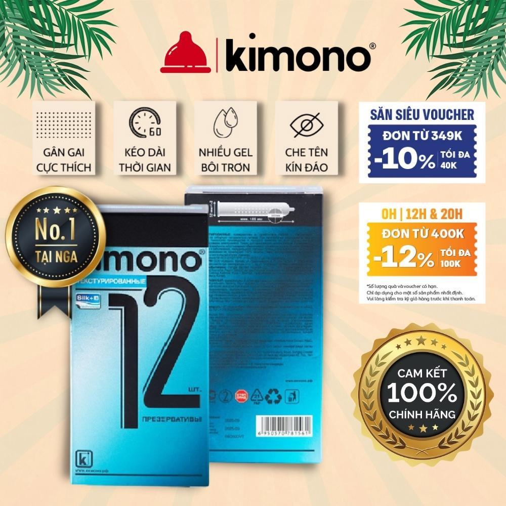 Bao cao su gân gai siêu mỏng Kimono màu xanh dương 0.02 mm