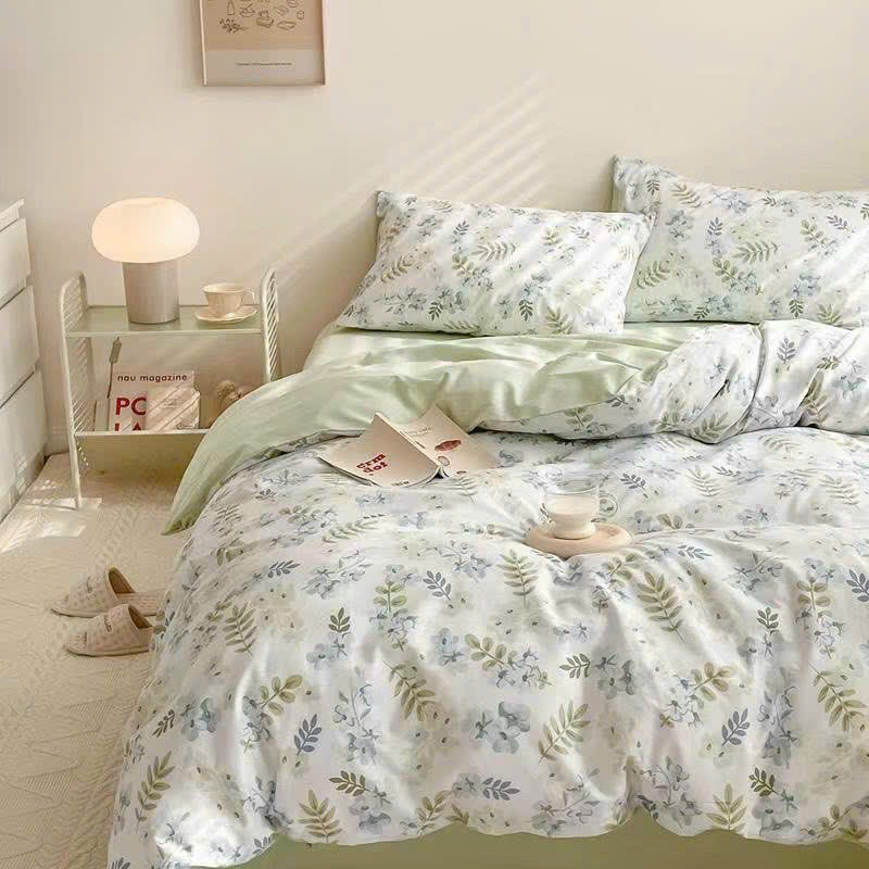 Cotton Living Hoạ Tiết Nhiều Màu, Ga Gối Cotton Hàng Nhập Khẩu 4 Món Nguyên Set, Vải Mềm Mịn, Cực Đẹp