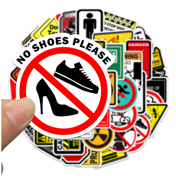Sticker dán điện thoại, mũ bảo hiểm hình biển báo sáng tạo chống nước, bộ 50 miếng hình dán decor sổ tay nhật ký đẹp rẻ