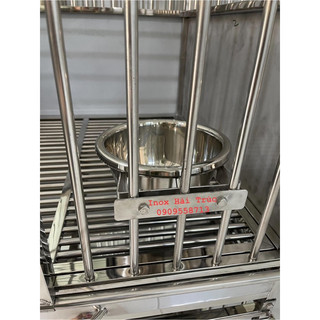 Tô inox treo chuồng cho chó mèo - bát ăn gắng chuồng - thau ăn inox cho chó