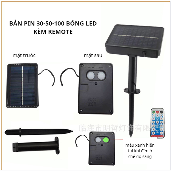 Bản Pin năng lượng mặt trời  dành cho dây đèn led trang trí 8 chế độ nháy