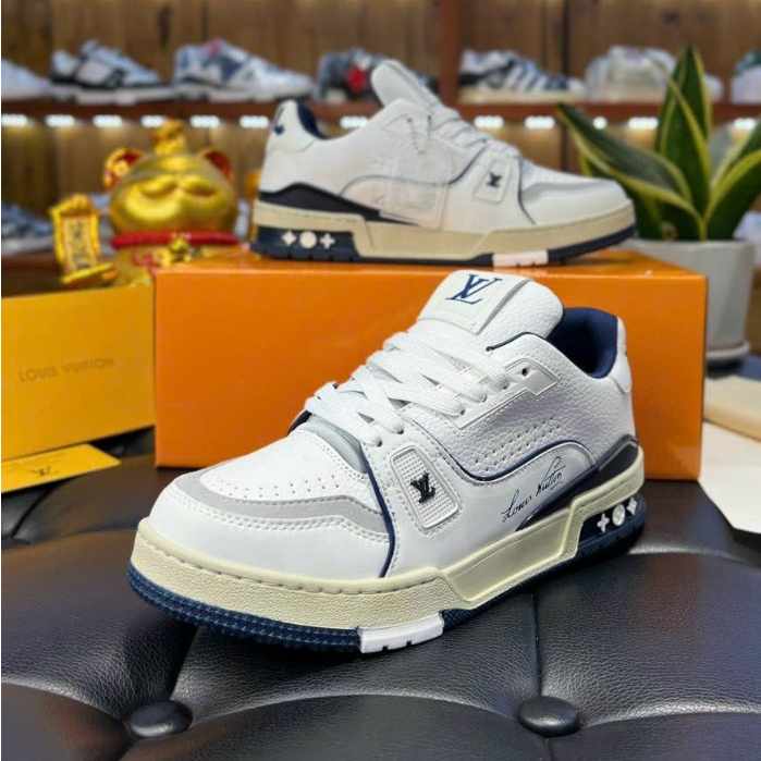 Giày Thể Thao LV 54 Trainer Signature Xanh Dương Bản Cao Cấp Box Rút Nguyên Khối