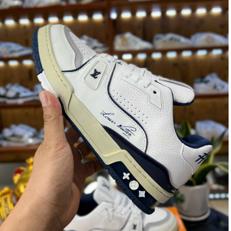 Giày Thể Thao LV 54 Trainer Signature Xanh Dương Bản Cao Cấp Box Rút Nguyên Khối