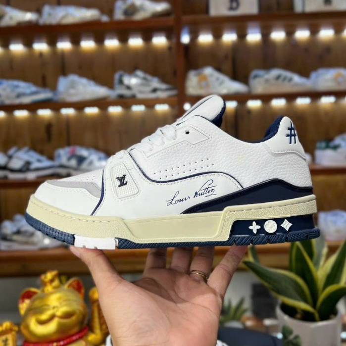 Giày Thể Thao LV 54 Trainer Signature Xanh Dương Bản Cao Cấp Box Rút Nguyên Khối