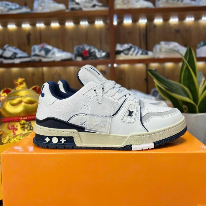 Giày Thể Thao LV 54 Trainer Signature Xanh Dương Bản Cao Cấp Box Rút Nguyên Khối