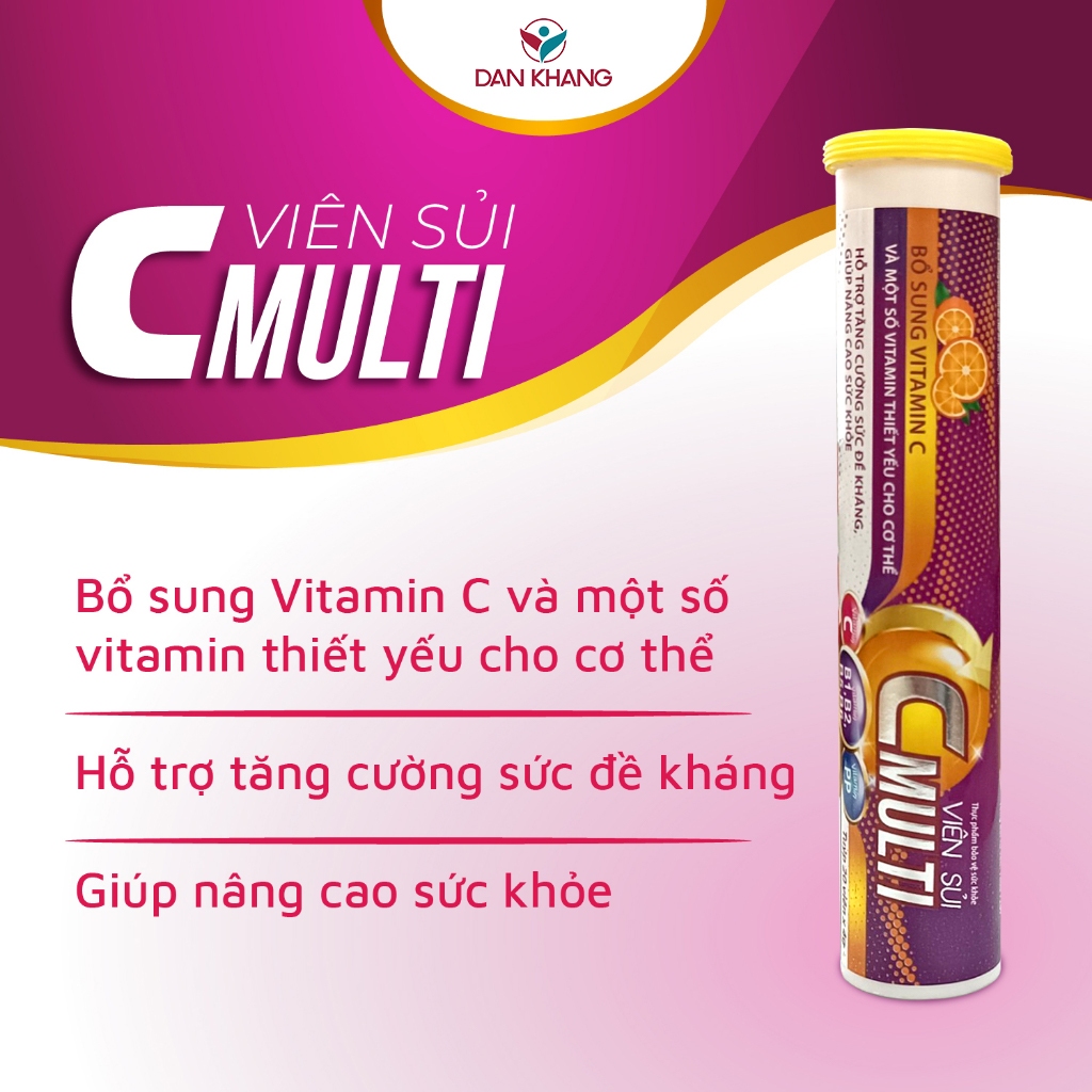 Viên Sủi C Bổ Sung Vitamin V Multi C Dan Khang - Tuýp 20 viên