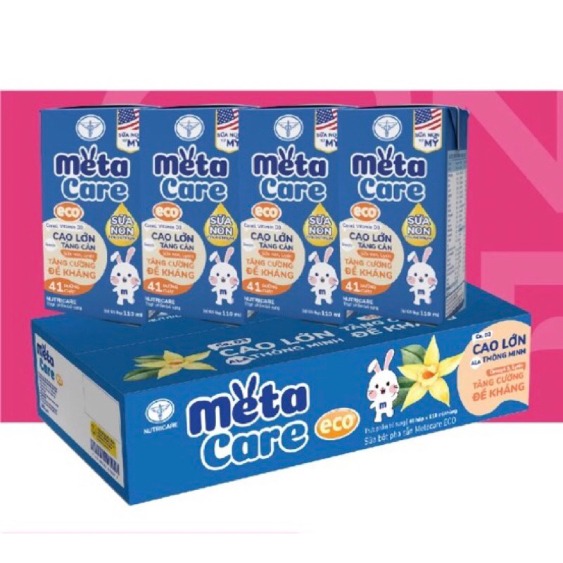 [quét mã trúng quà] Thùng 48 hộp Sữa bột pha sẵn Metacare Eco nhãn xanh 110ml