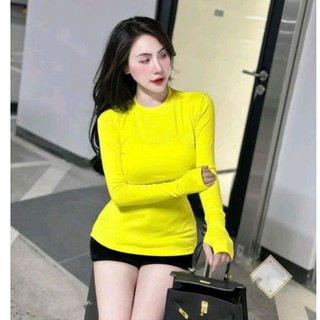 Áo thun body cổ tròn trơn form dài_ cực sang chảnh