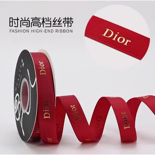 Cuộn ruy băng dài bản 2cm in chữ Dior nhũ vàng sang chảnh