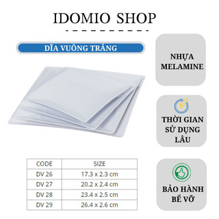 Dĩa Nhựa Vuông Màu Trắng Nhiều Size