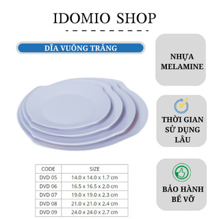 Dĩa Nhựa Melamine Vuông Màu Trắng