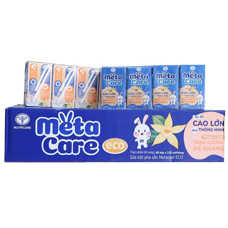[Quét mã trúng thưởng] Sữa bột pha sẵn Metacare Eco nhãn xanh thùng 48 hộp x 110ml
