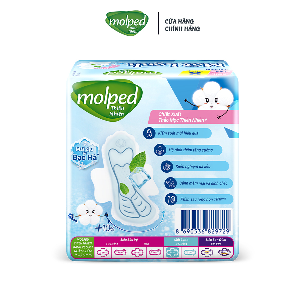 Băng vệ sinh MOLPED Bông Organic Tự nhiên mềm mại siêu thấm