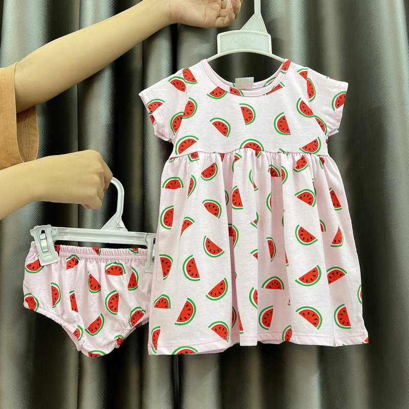 ♥ Set Đầm Chíp, Đầm/Váy Cotton Bé Gái 10kg -> 23kg