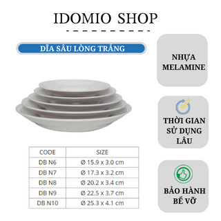 Dĩa Nhựa Melamine Sâu Lòng Màu Trắng