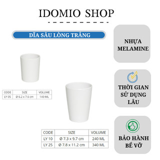 Ly Nhựa Melamine Màu Trắng Nhiều Size
