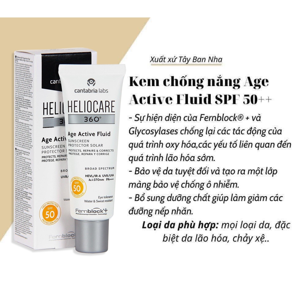 Kem Chống Nắng Heliocare 360º MD A-R Emulsion 50Ml / Pigment / Age Active - ĐỦ BILL