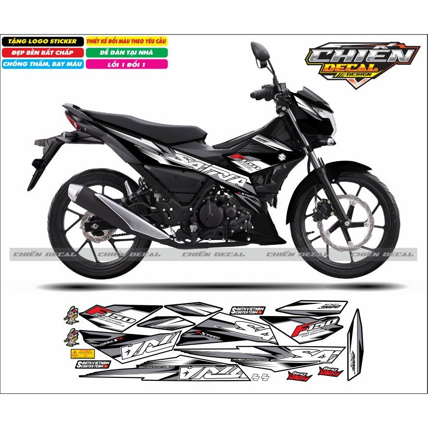 Tem rời xe satria - raider F150 mẫu tem chế xe đen nhiều màu lựa chọn
