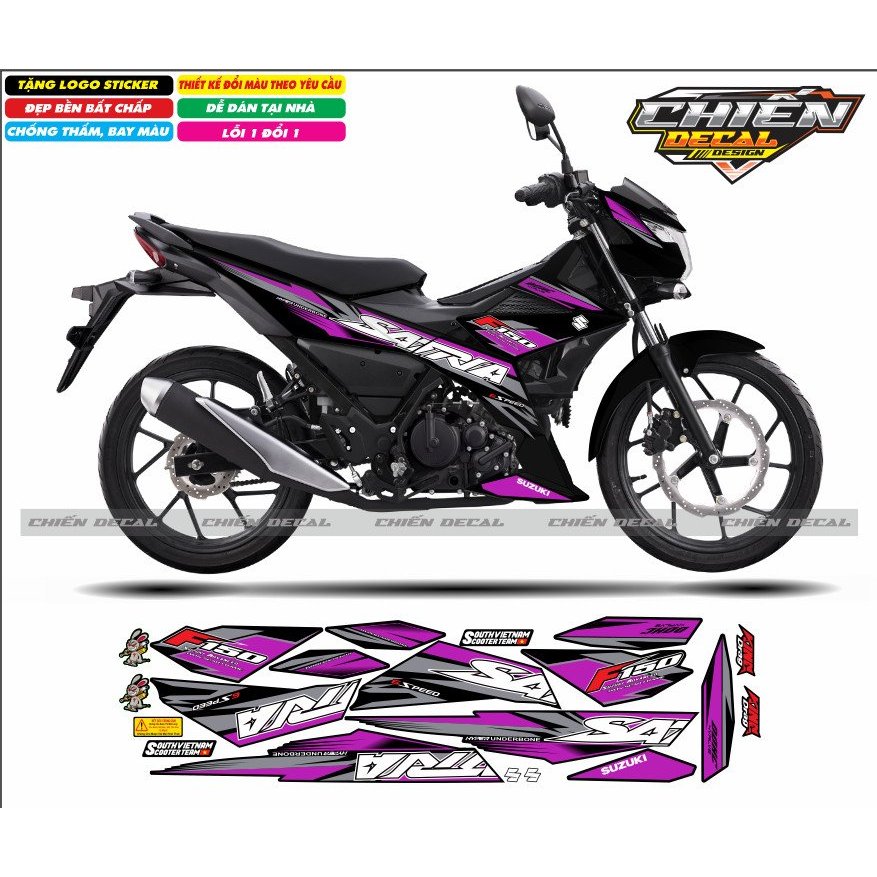 Tem rời xe satria - raider F150 mẫu tem chế xe đen nhiều màu lựa chọn