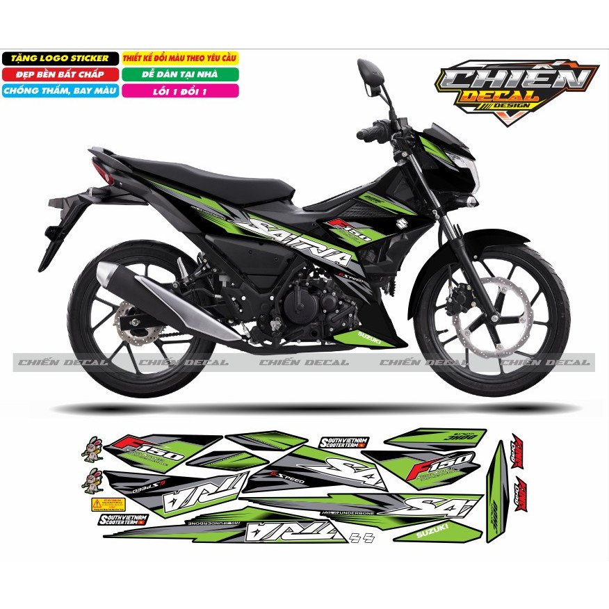 Tem rời xe satria - raider F150 mẫu tem chế xe đen nhiều màu lựa chọn