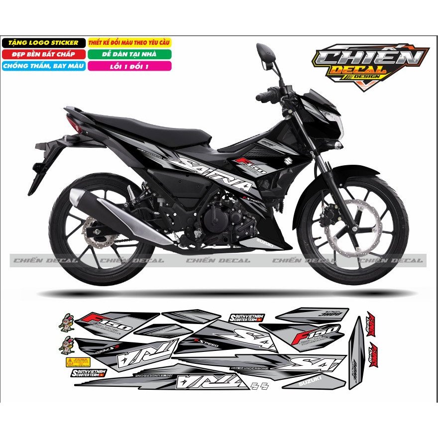 Tem rời xe satria - raider F150 mẫu tem chế xe đen nhiều màu lựa chọn