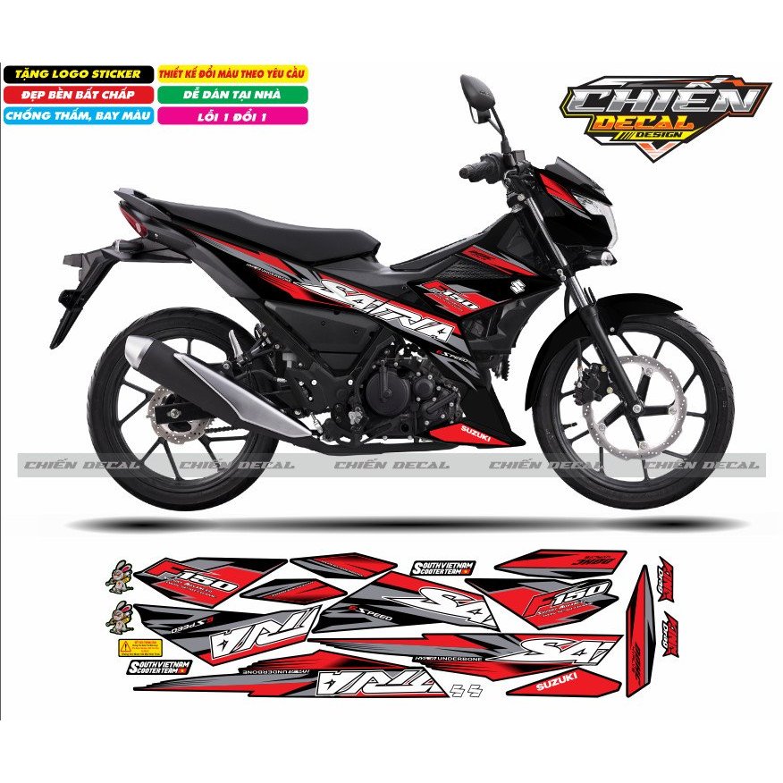 Tem rời xe satria - raider F150 mẫu tem chế xe đen nhiều màu lựa chọn