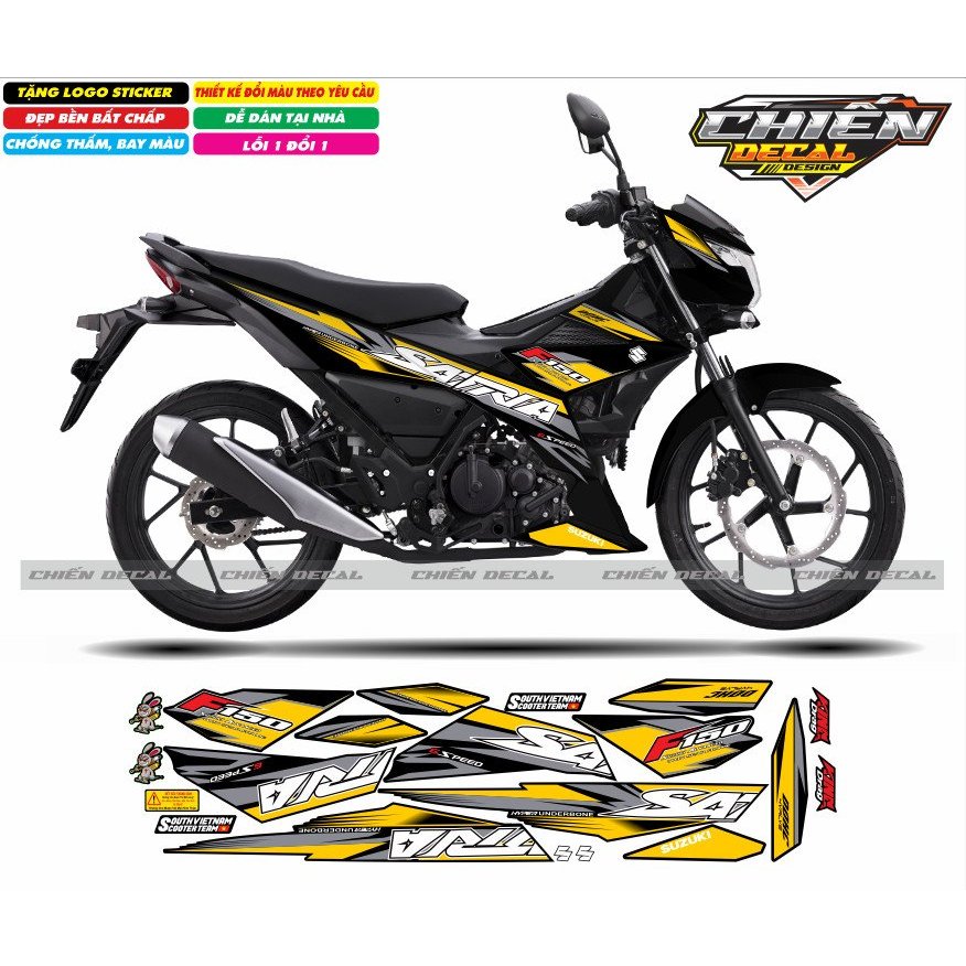 Tem rời xe satria - raider F150 mẫu tem chế xe đen nhiều màu lựa chọn