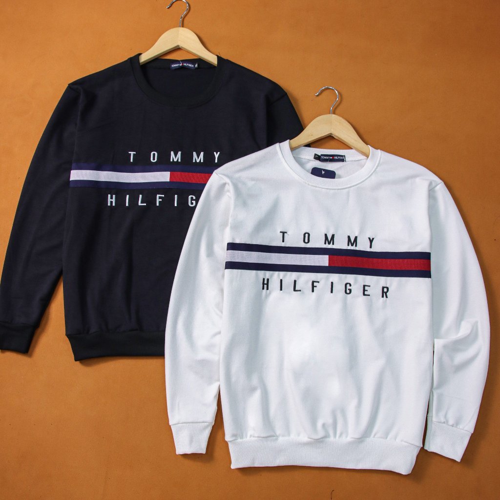 Áo nỉ Sweater Nam,Nữ Tommy in vạch chữ ký thiết kế hot trend Nam Nữ Thu Đông mẫu mới Hót Trend