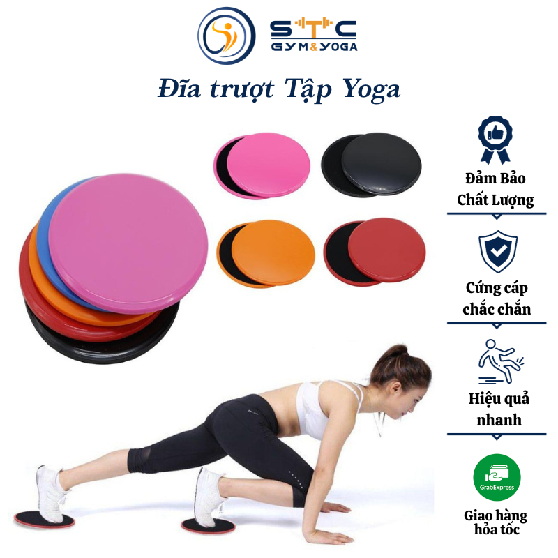 Đĩa trượt tập Yoga và GYM Bộ 2 Đĩa Tròn 18x18cm, Chất Liệu nhựa ABS và xốp