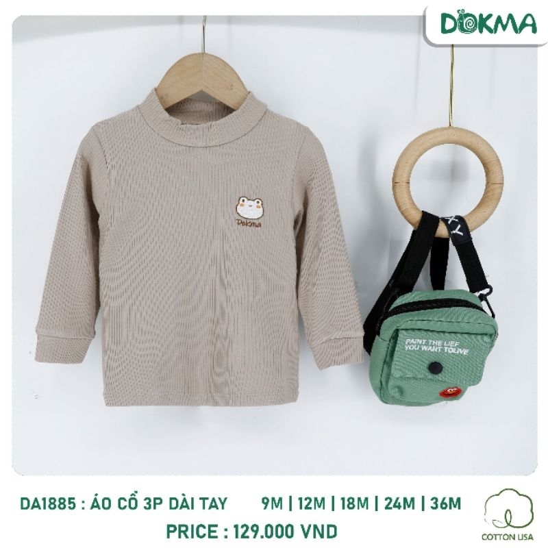 Áo nỉ dài tay cổ 3p Dokma túi trước chất cotton dày 6-24M DA1885