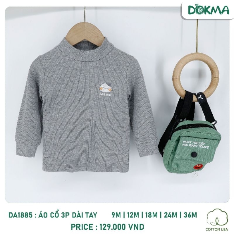 Áo nỉ dài tay cổ 3p Dokma túi trước chất cotton dày 6-24M DA1885