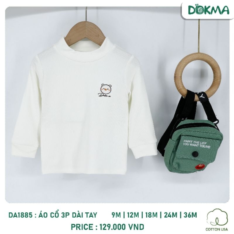 Áo nỉ dài tay cổ 3p Dokma túi trước chất cotton dày 6-24M DA1885