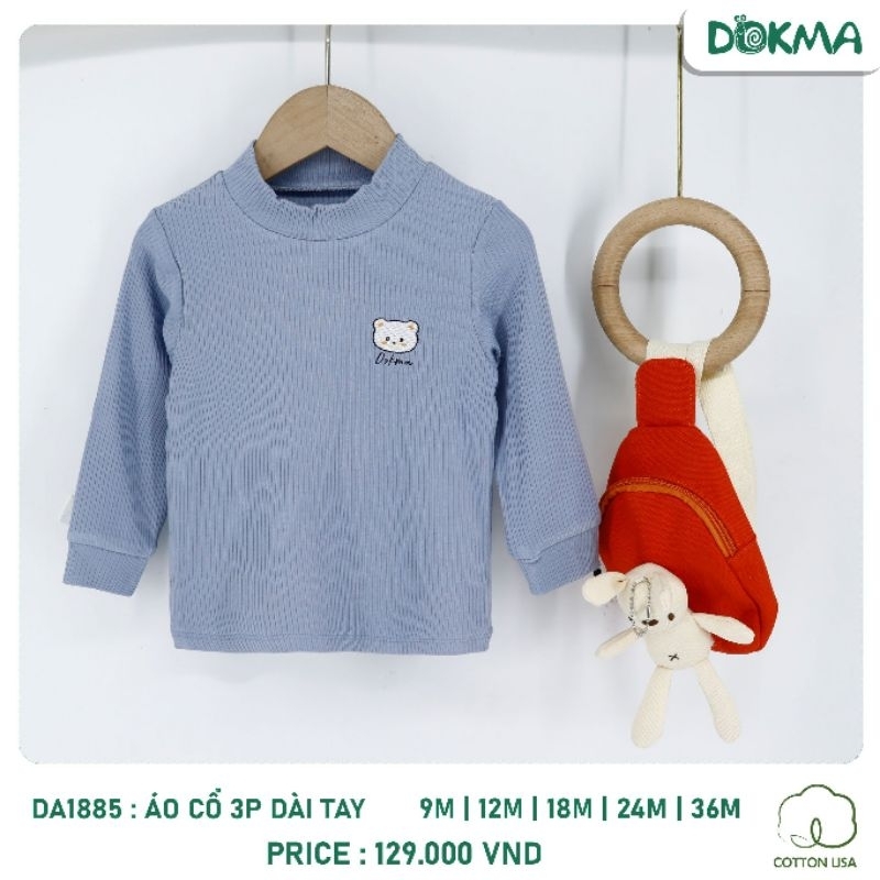Áo nỉ dài tay cổ 3p Dokma túi trước chất cotton dày 6-24M DA1885