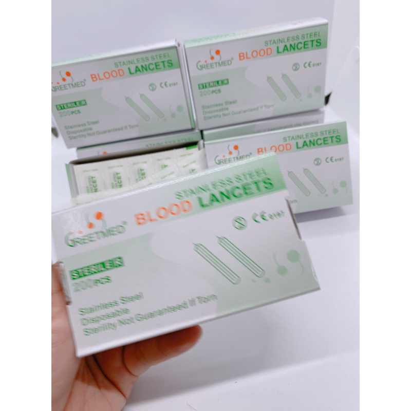 Kim chích mụn loại 1 hộp 200 chiếc lancets - Hộp kim chích mụn Greetmed
