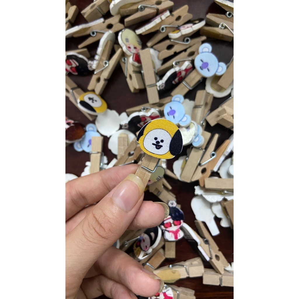 Kẹp gỗ gacha nhân vật chibi hoạt hình anime ngẫu nhiên kẹp giấy lomo lomocard trang trí Lilac Mood