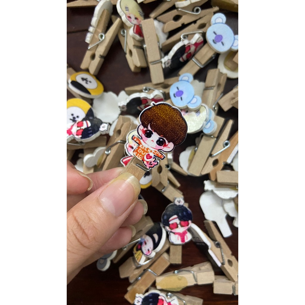 Kẹp gỗ gacha nhân vật chibi hoạt hình anime ngẫu nhiên kẹp giấy lomo lomocard trang trí Lilac Mood