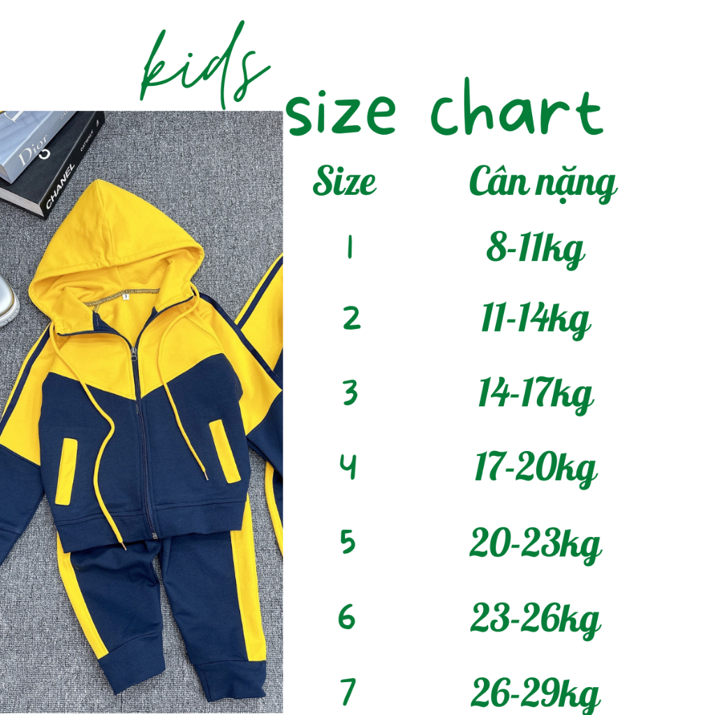 Bộ Thu Đông Có Mũ Cho Bé Trai Bé Gái, Bộ Nỉ Khóa Kéo Viền Tay Sọc Phối Màu Chất Liệu Da Cá 100% Cotton Cho Bé Từ 8-30kg