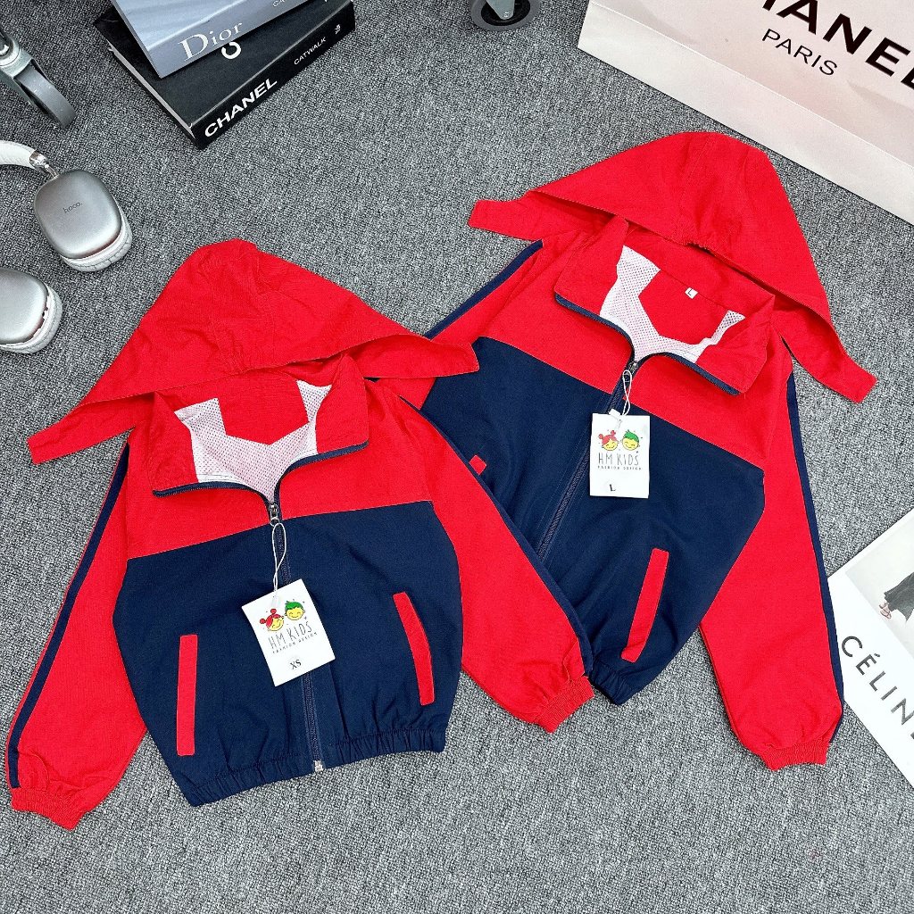 Áo Khoác Gió Trẻ Em Áo Gió Bé Trai Bé Gái 2 Lớp Bo Chun Gấu Có Mũ Cúc Bấm Thời Trang Dành Cho Bé Trai, Bé Gái Từ 8-29kg