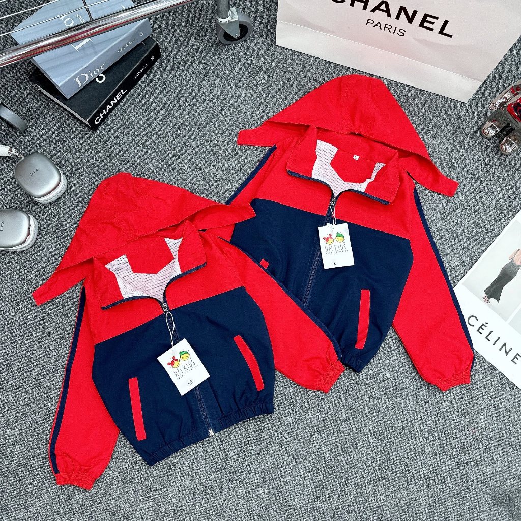 Áo Khoác Gió Trẻ Em Áo Gió Bé Trai Bé Gái 2 Lớp Bo Chun Gấu Có Mũ Cúc Bấm Thời Trang Dành Cho Bé Trai, Bé Gái Từ 8-29kg