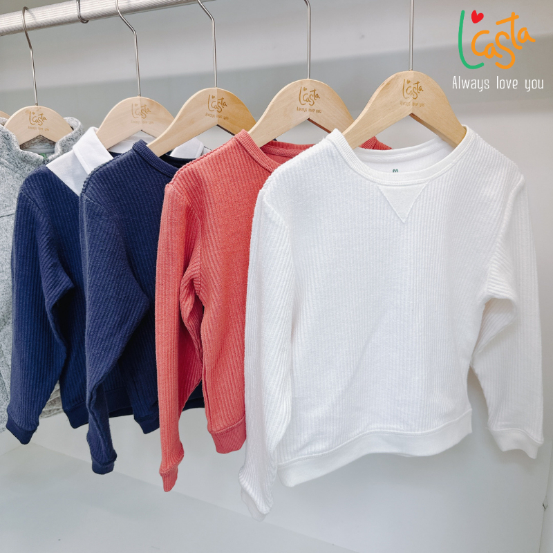 Áo dài tay thu đông len tăm cho bé từ 4 đến 11 tuổi chẩt mềm mịn 100% cotton L'Casta