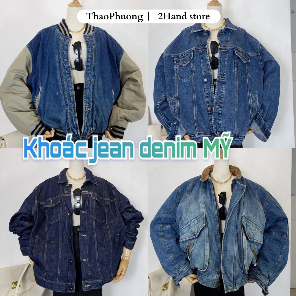 K4-SIÊU PHẨM ÁO KHOÁC JEAN 2HAND NAM NỮ/ DENIM JACKET MỸ FOM TO/ ÁO KHOÁC BÒ 2HAND