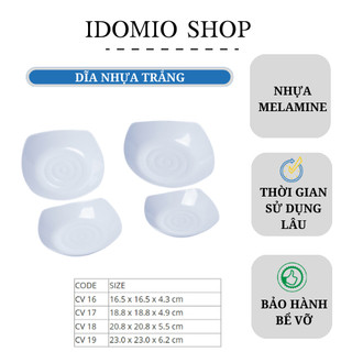 Dĩa Nhựa Melamine Vân Trắng Cao Cấp