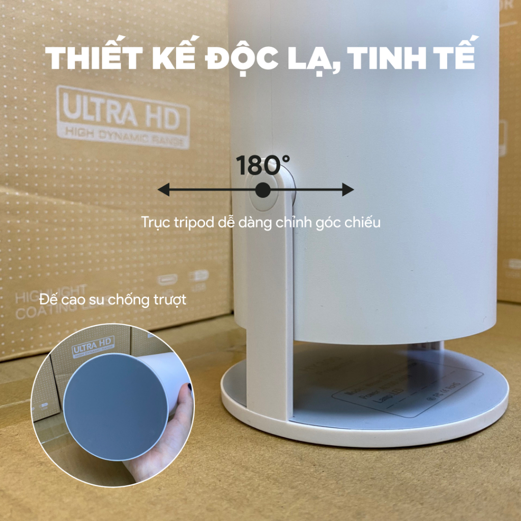 Máy chiếu mini AUN HY300 - Xoay 180 độ - Độ phân giải thực chuẩn HD - Độ sáng 150 Ansi