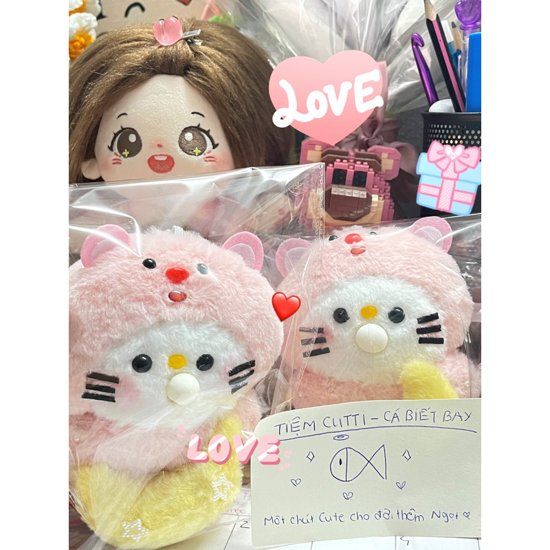 🎀  🍓Gấu Nhồi Bông Hello Kitty Thổi Bong Bóng Dễ Thương🎀