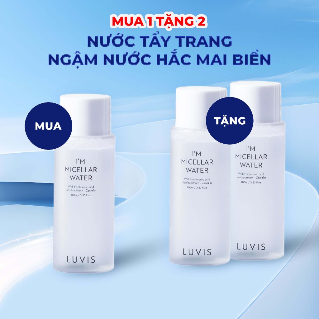 Mua 1 Tặng 2 Nước Tẩy Trang làm sạch da Luvis I'm Micellar Water 100ml