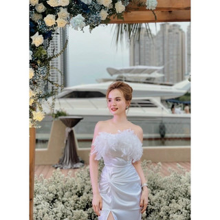 [DTB] Đầm cúp ngực đính lông vũ